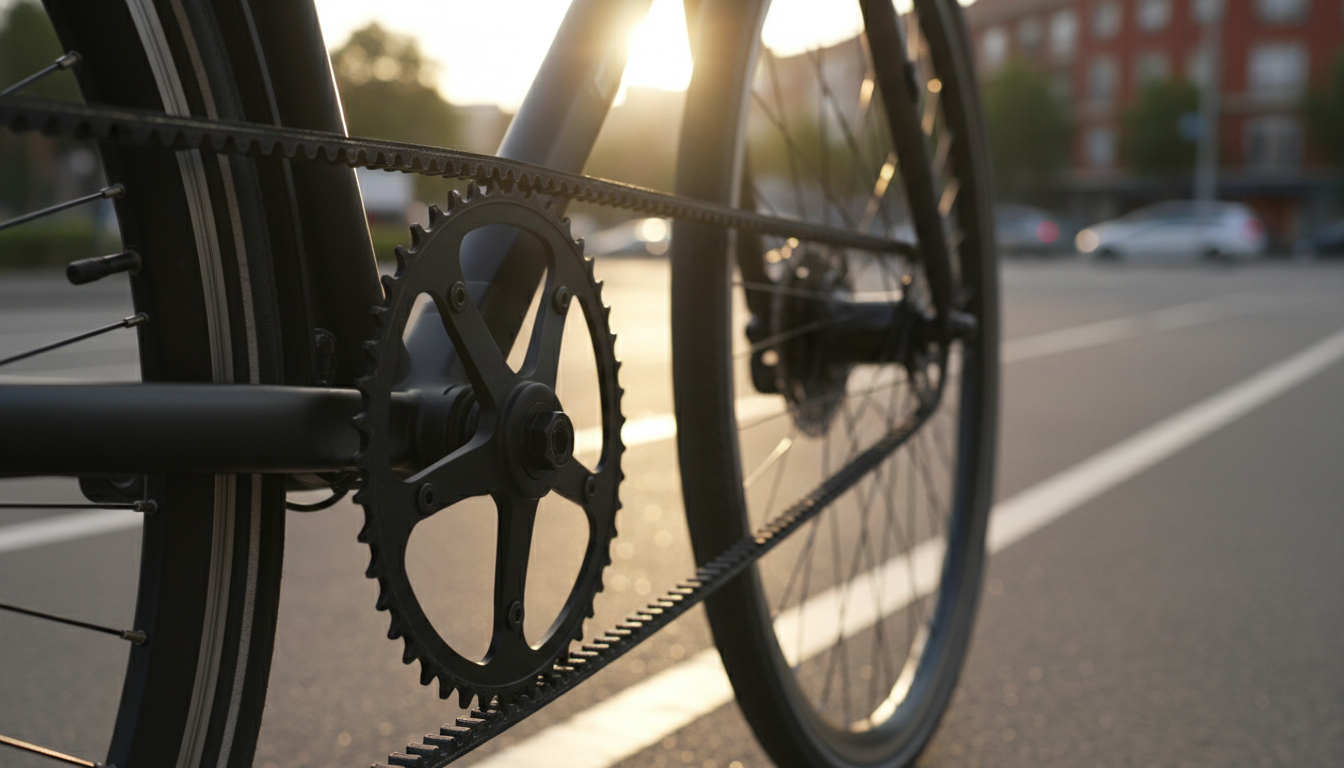 Bicicleta eléctrica con correa de carbono Gates en entorno urbano